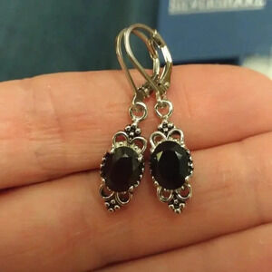 Women's Oval Shape 925 Sterling  Silver Bali Balinese Leverback Dangle Earrings